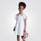 שמלת מלמלה לילדות בצבע לבן עם רקמה - 1