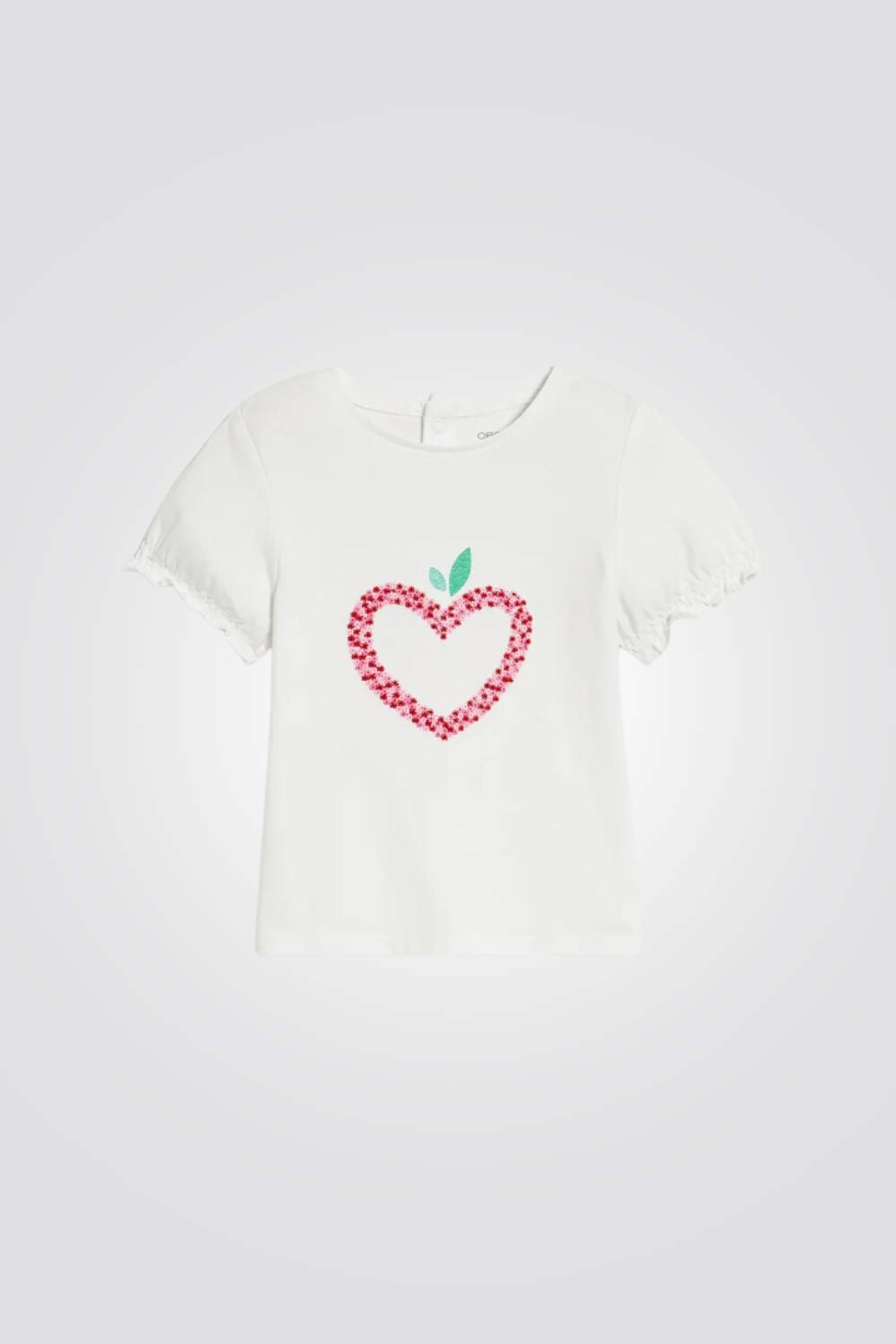 טישירט לתינוקות בצבע לבן עם עיטור פאייטים בורוד