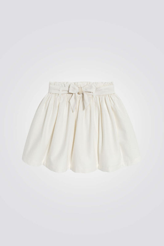 חצאית לילדות בצבע לבן עם סרט קשירה
