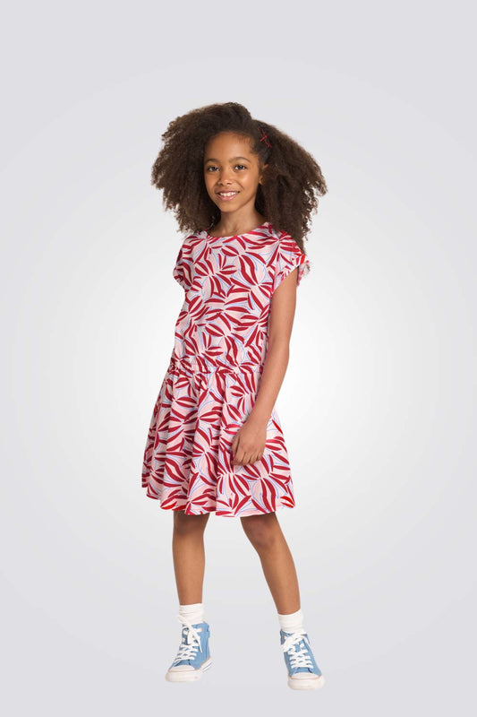 שמלה לילדות עם הדפס באדום