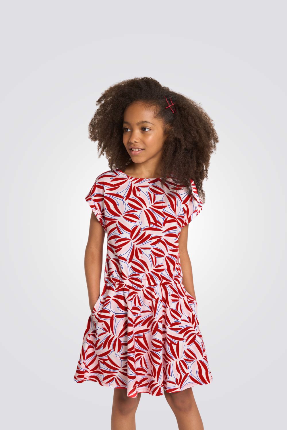 שמלה לילדות עם הדפס באדום