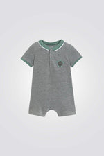 אוברול קצר לתינוקות בצבע אפור עם צווארון