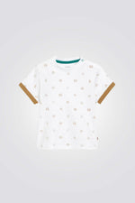 סט של אוברול בצבע ירוק וטישירט בצבע לבן עם הדפס