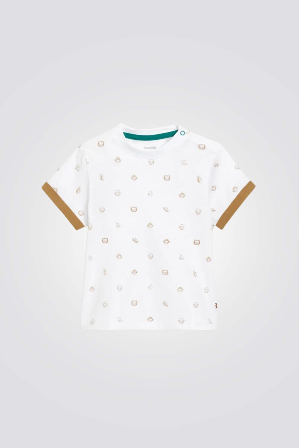 סט של אוברול בצבע ירוק וטישירט בצבע לבן עם הדפס