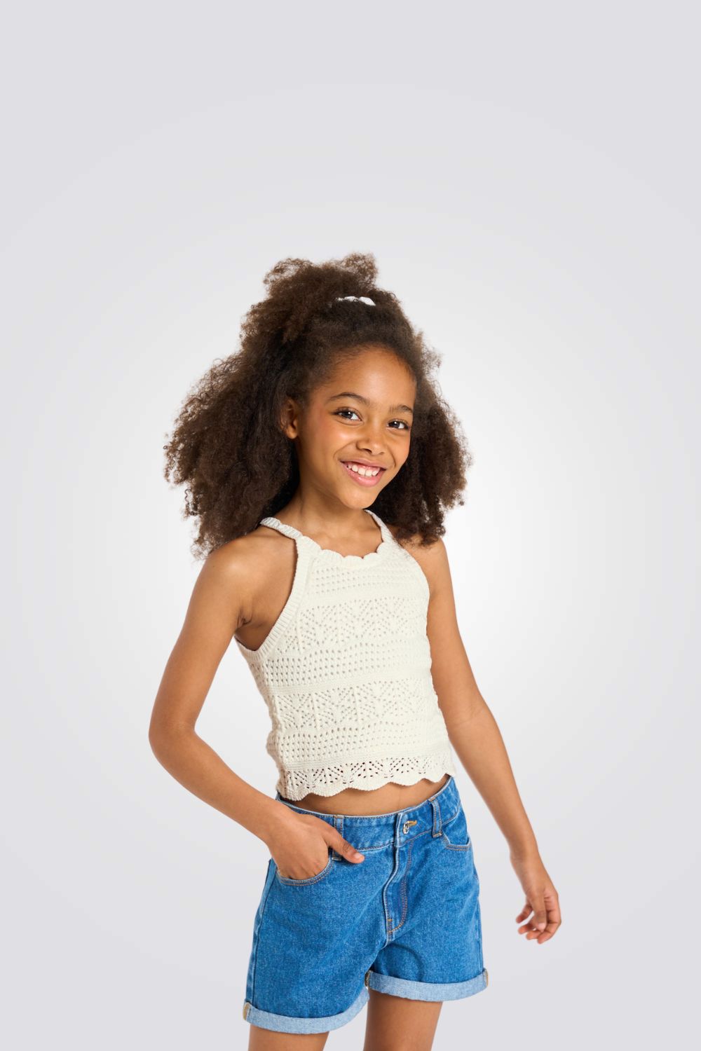 גופיה לילדות מבד קרושה בצבע לבן