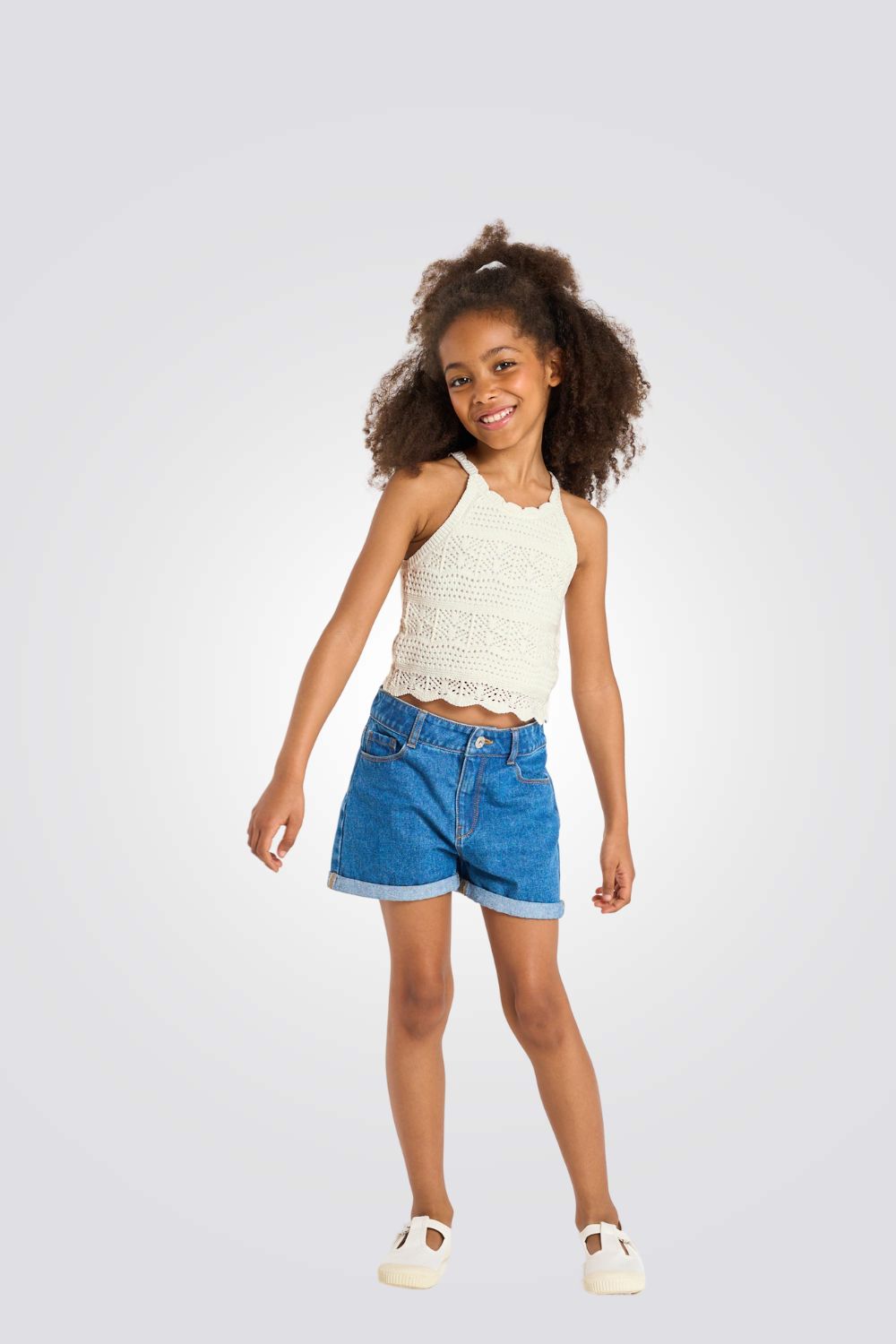 גופיה לילדות מבד קרושה בצבע לבן