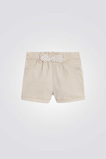 מכנסי ג'ינס קצרים לתינוקות בצבע בז'