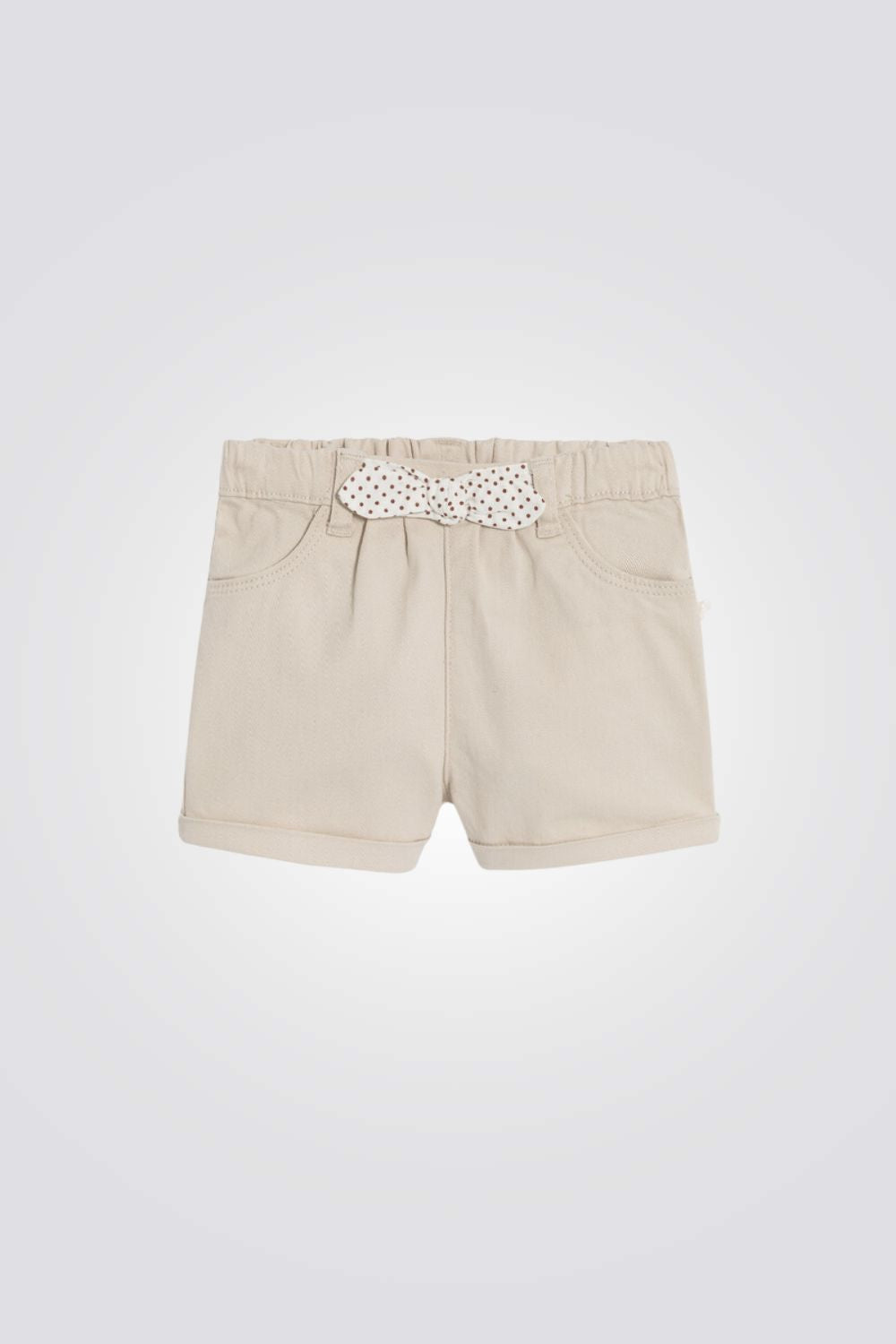 מכנסי ג'ינס קצרים לתינוקות בצבע בז'