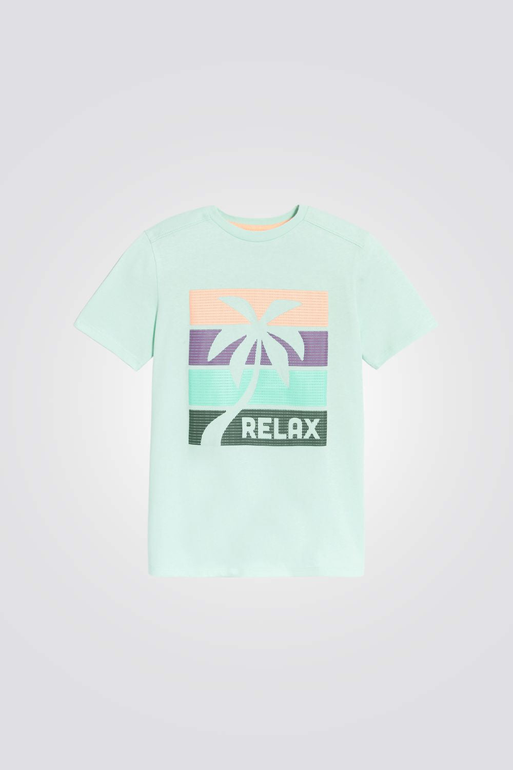 טישירט לילדים בצבע טורקיז עם הדפס עץ דקל