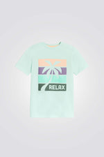 טישירט לילדים בצבע טורקיז עם הדפס עץ דקל