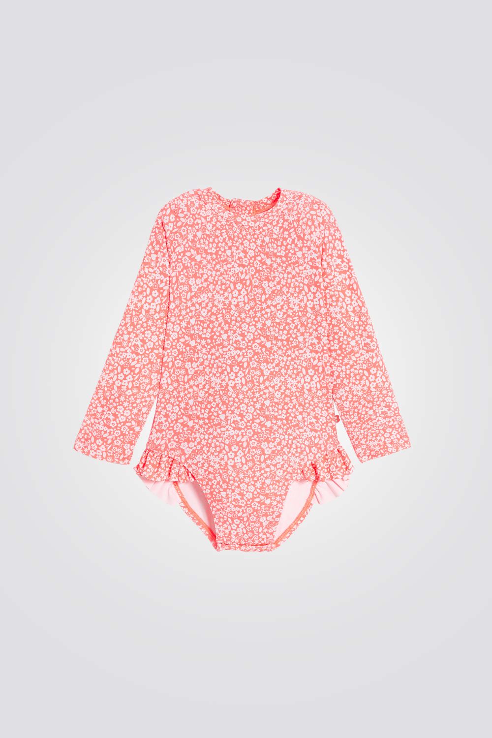 בגד ים שלם לתינוקות בהדפס פרחוני כתום