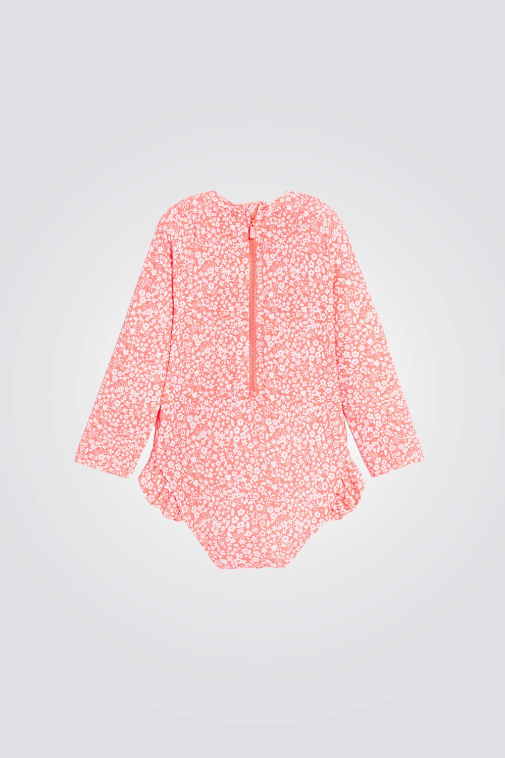 בגד ים שלם לתינוקות בהדפס פרחוני כתום