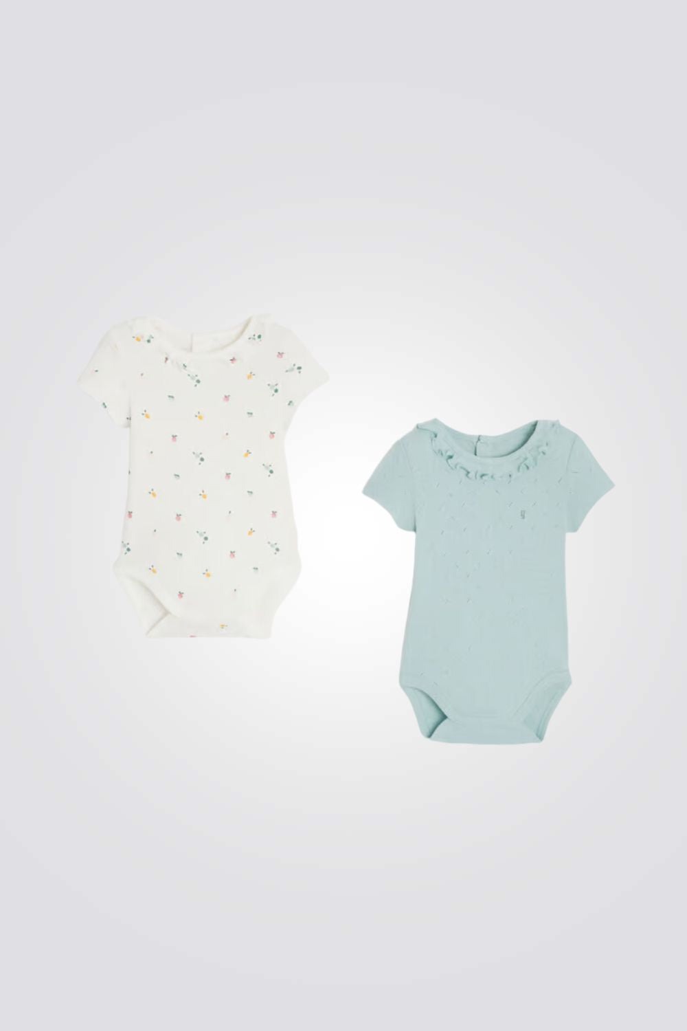 מארז שני בגדי גוף לתינוקות בירוק ולבן 