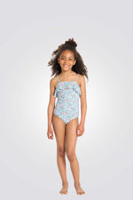 בגד ים שלם לילדות עם הדפס פרחוני