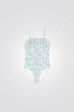 בגד ים שלם לילדות עם הדפס פרחוני