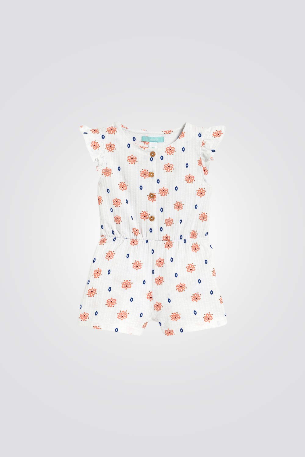 אוברול לתינוקות בצבע לבן עם הדפס פרחוני 