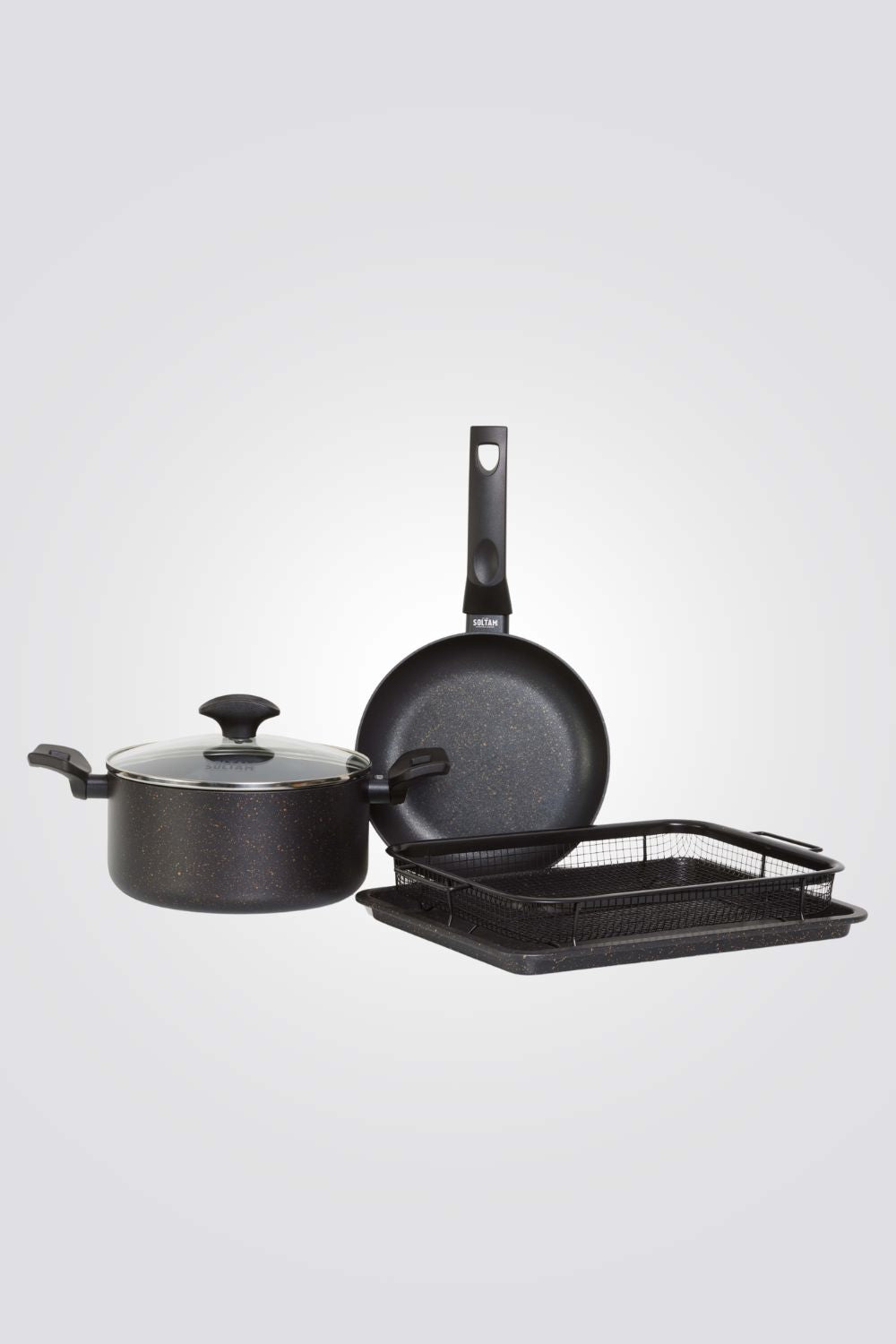 סט בישול 5 חלקים מסדרת OPTIMA - סיר 24 ס"מ + מחבת 24 ס"מ + קריספר