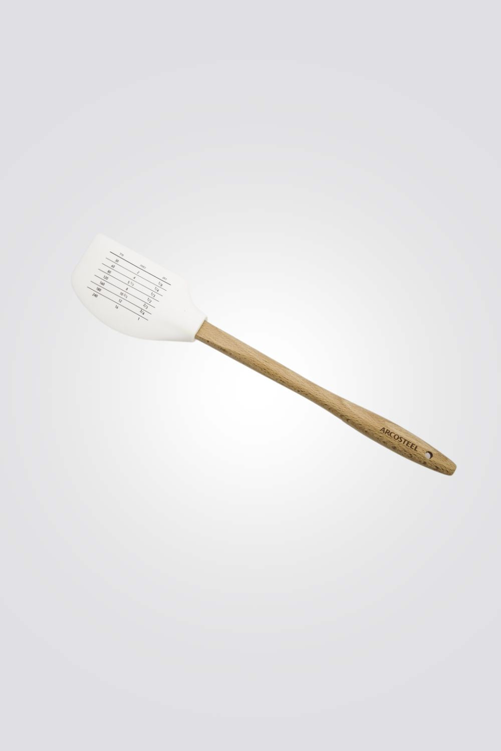 מרית סיליקון עם ידית מעץ ומידות