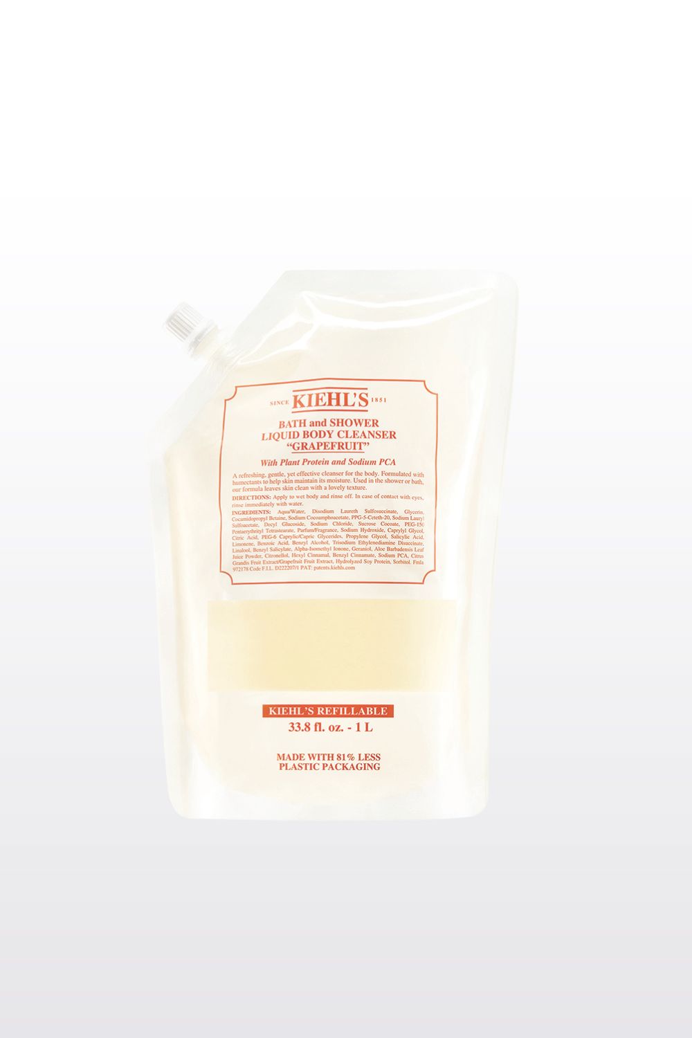 ג'ל ניקוי גוף בניחוח אשכולית -מילוי 1 ליטר