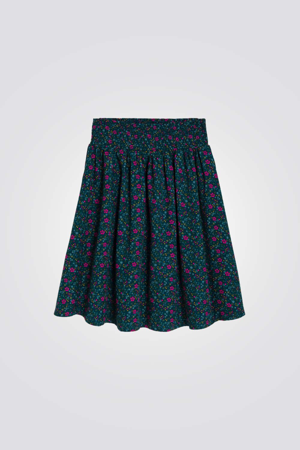 חצאית ארוכה לילדות בצבע ירוק עם הדפס פרחוני