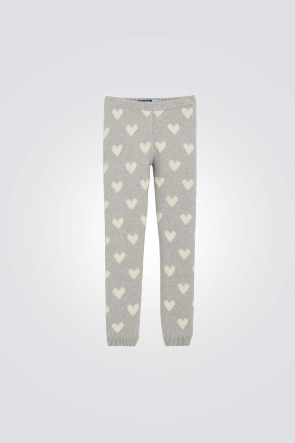 מכנסי סריג בצבע אפור עם הדפס לבבות