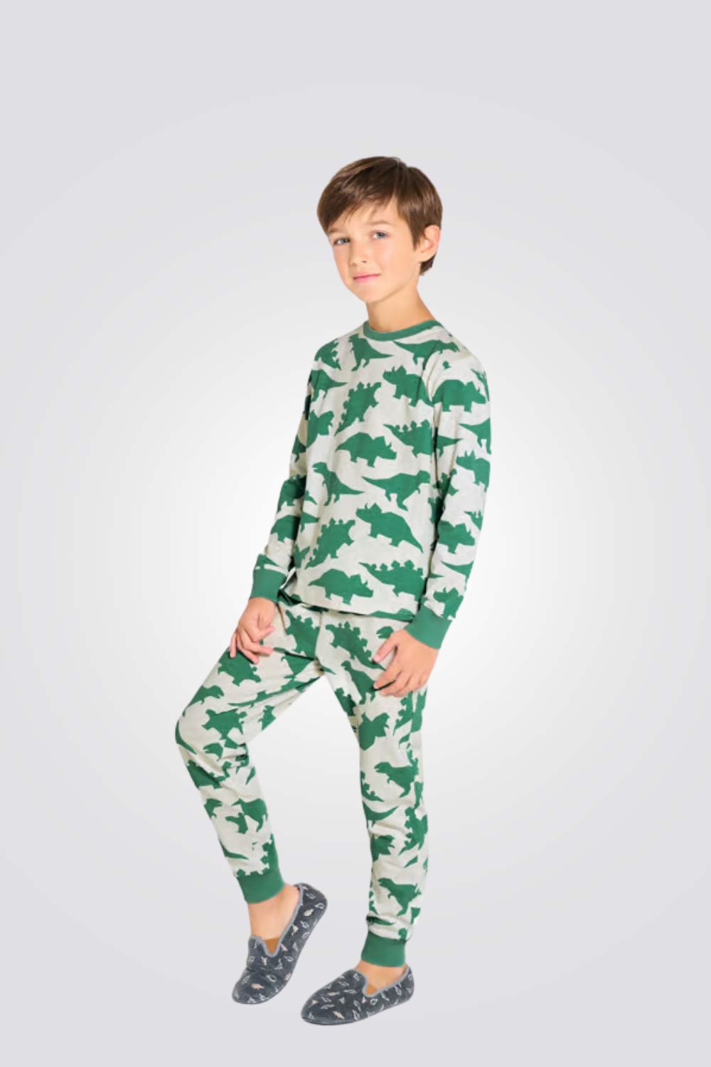 פיג'מה לילדים עם הדפס דינוזאורים