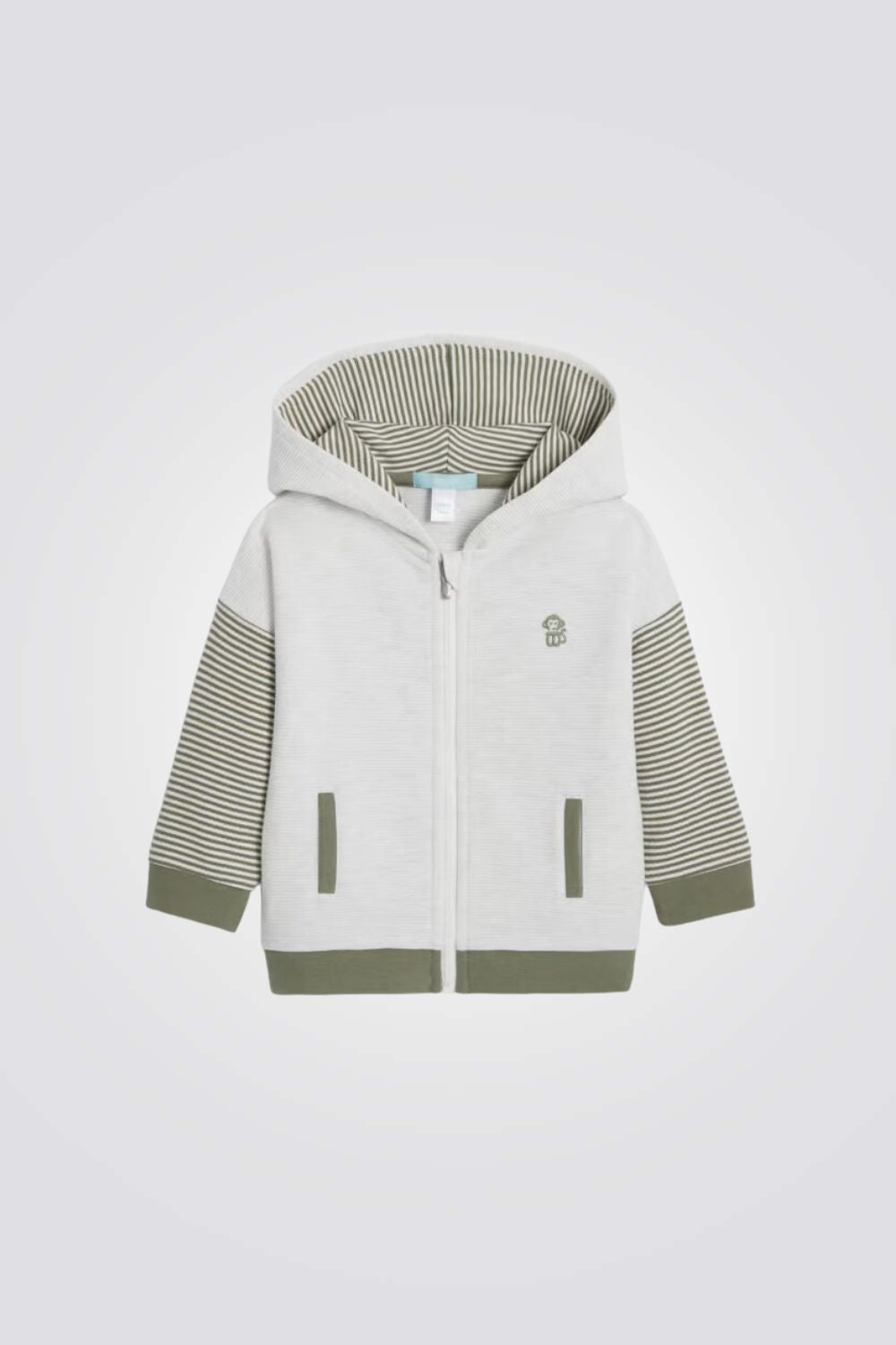 סווטשירט עם קפו'צון לתינוקות בצבע אפור