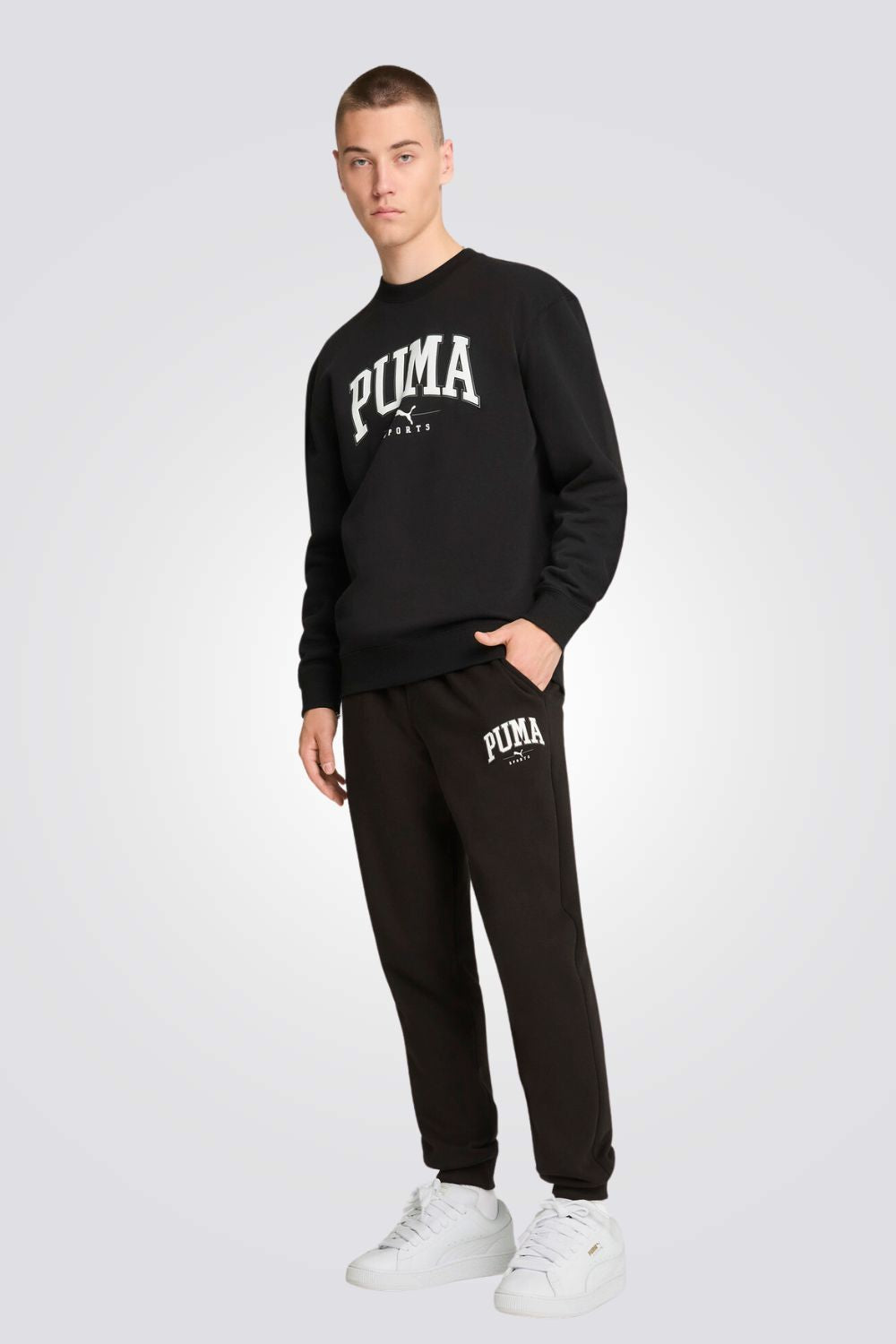 מכנסי טרנינג לגברים בצבע שחור