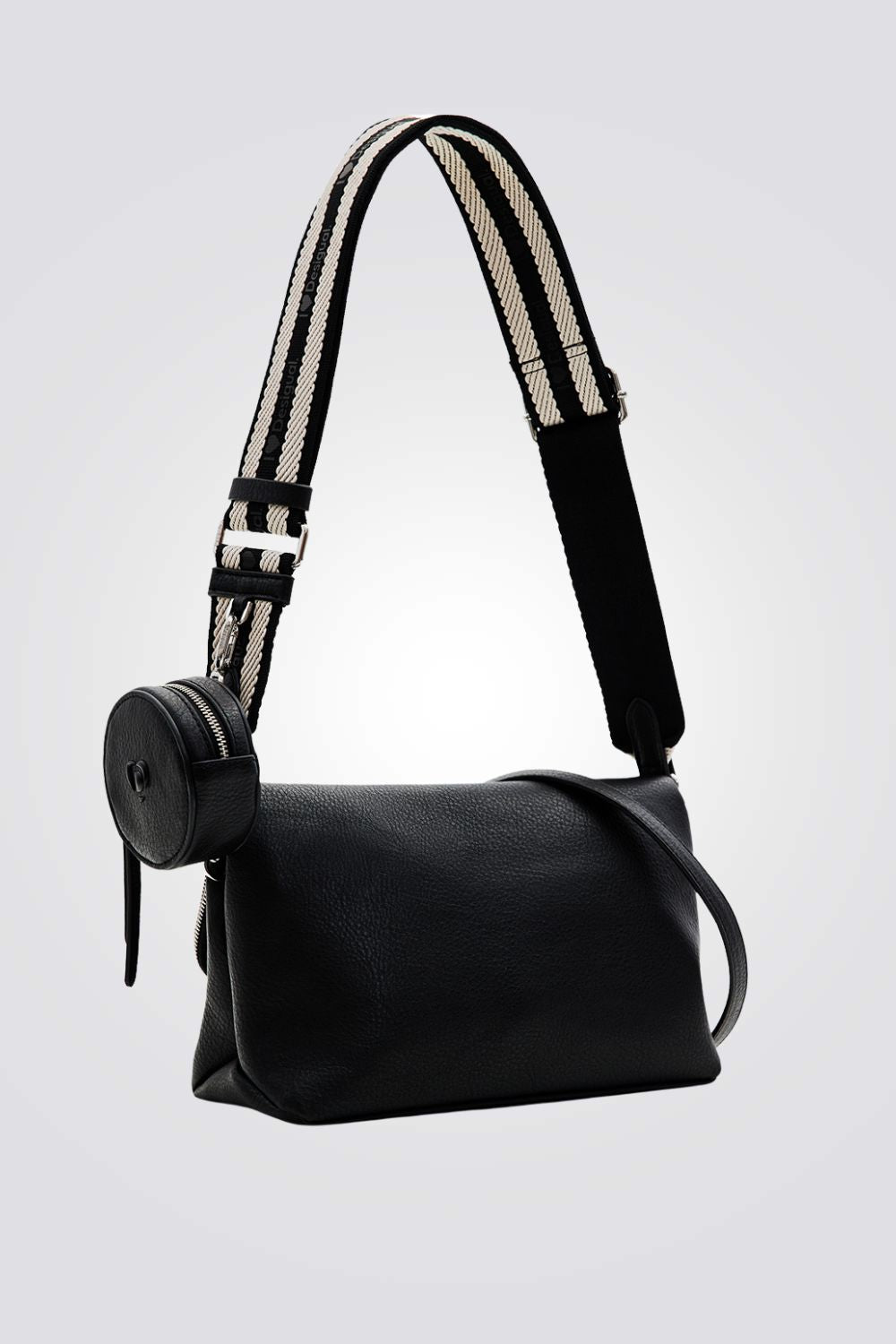 תיק צד דמוי עור לנשים בצבע שחור עם ארנק