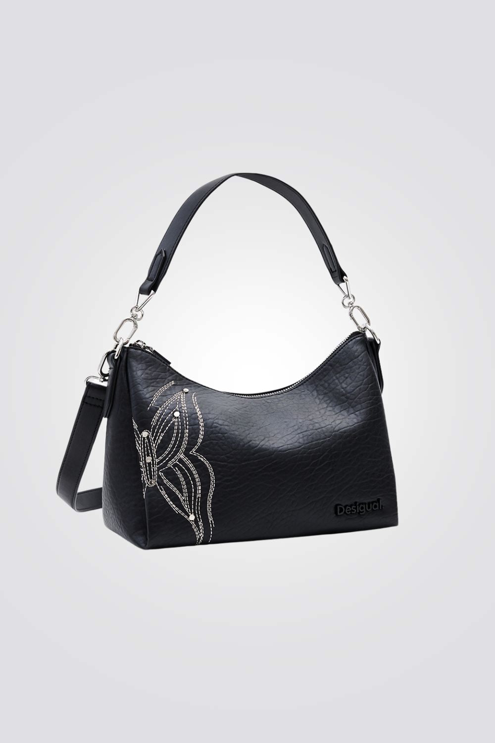 תיק יד לנשים דמוי עור בצבע שחור