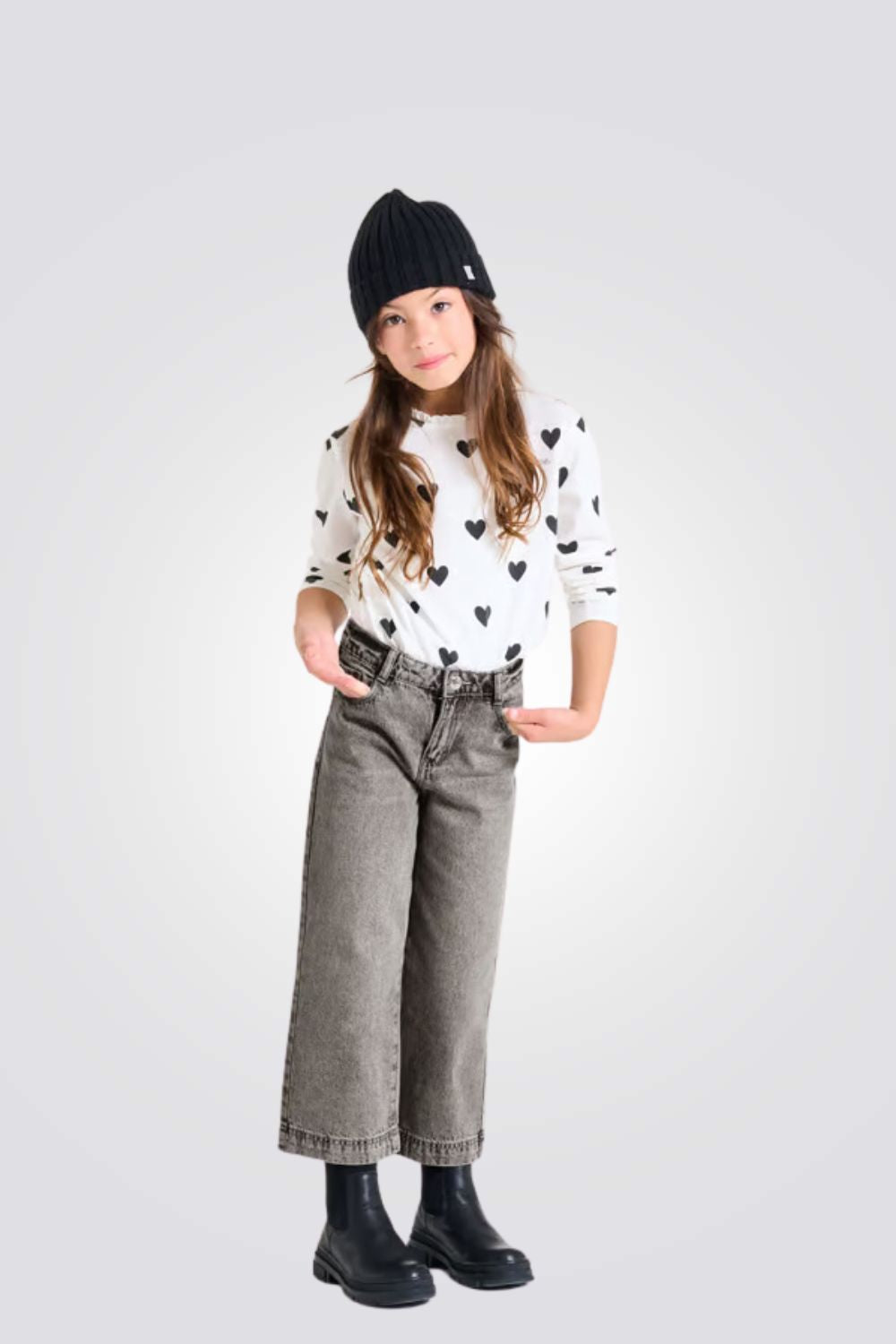 ג'ינס לילדות בצבע אפור