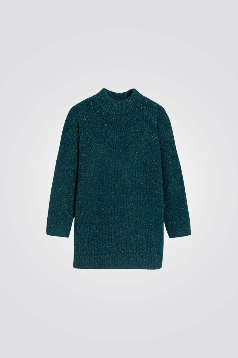 שמלת סוודר לילדות בצבע ירוק כהה