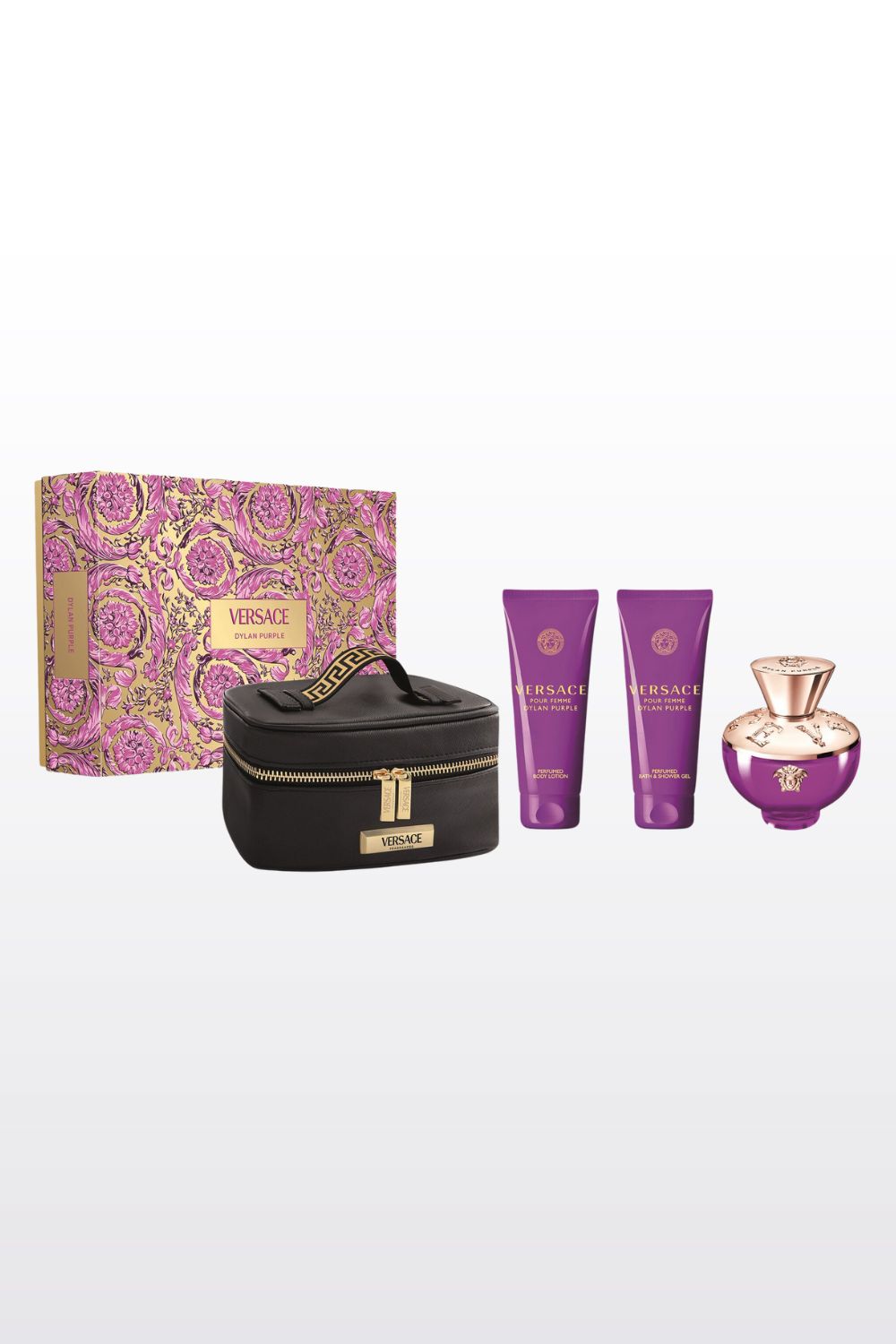 מארז בישום לאישה 100 מ"ל + תחליב גוף 100 מ"ל + ג'ל רחצה 100 מ"ל + תיק איפור DYLAN PURPLE E.D.P