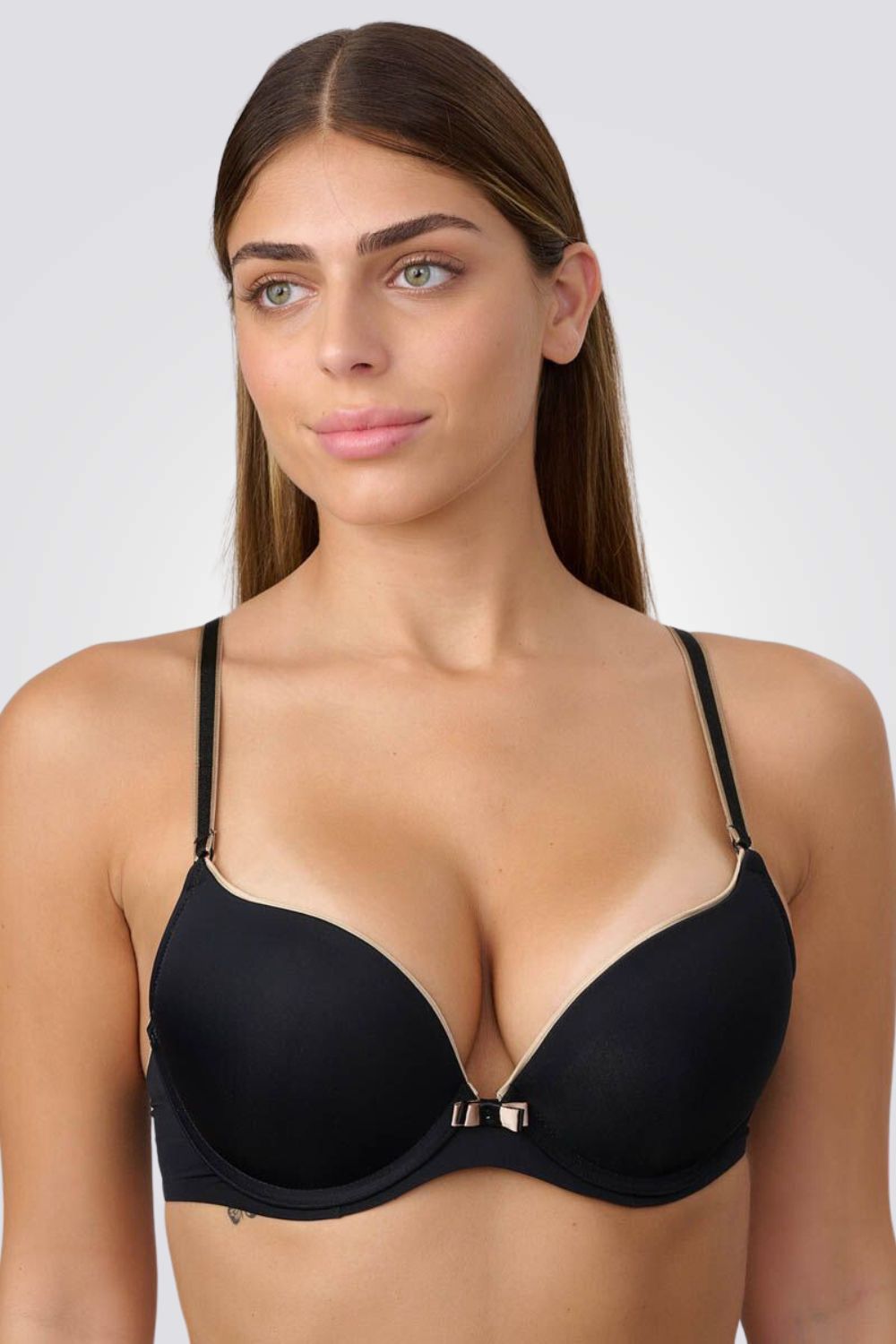 BLACK חזיית דאבל פוש אפ חלקה