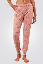 מכנס פיג'מה YAVIE בצבע ורוד עם הדפס