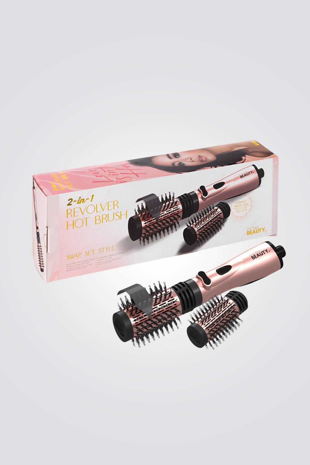 מברשת פן 2 ב-1 רוז גולד