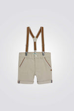 מכנסי ברמודה לתינוקות בצבע בז' עם שלייקס