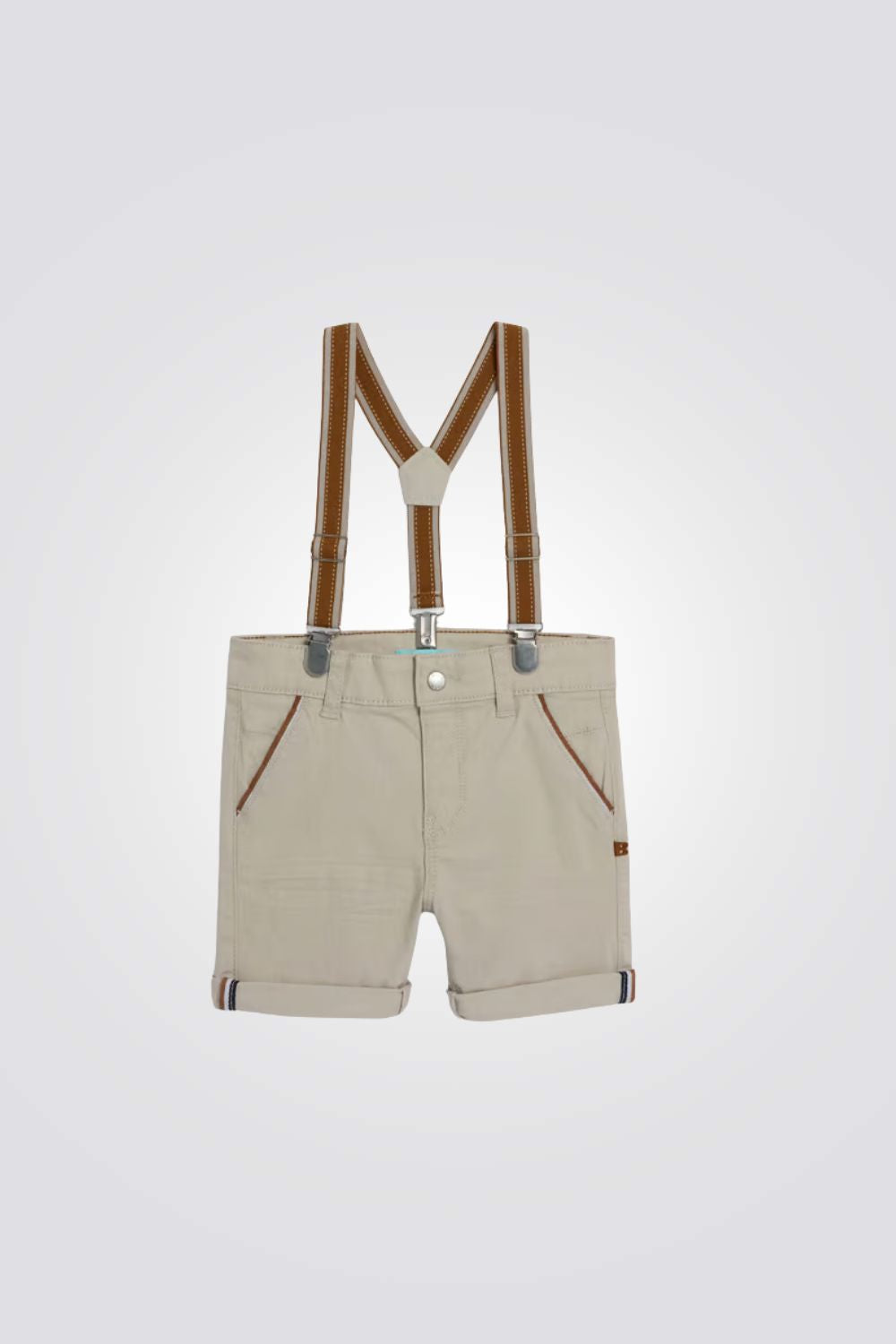 מכנסי ברמודה לתינוקות בצבע בז' עם שלייקס