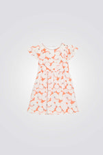 שמלה פרחונית לתינוקות בצבע כתום 