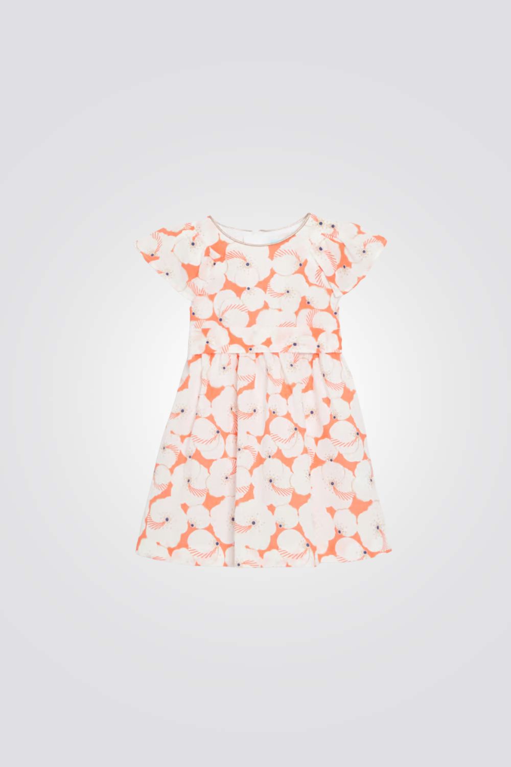 שמלה פרחונית לתינוקות בצבע כתום 