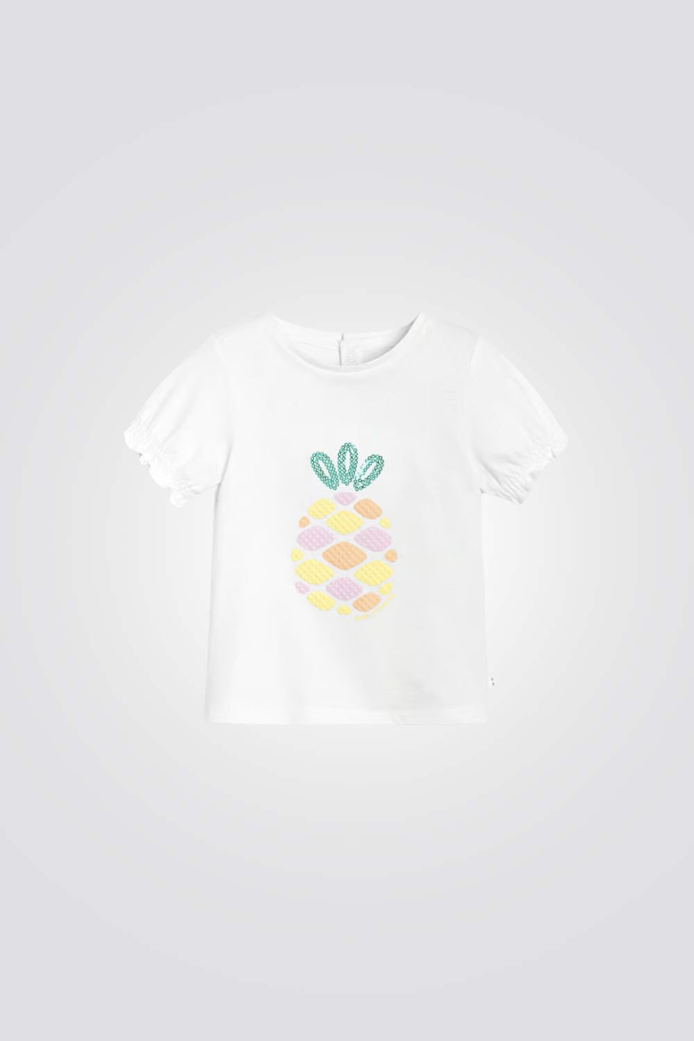טישירט לתינוקות בצבע לבן עם הדפס אננס