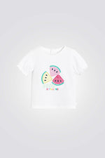 טישירט לתינוקות בצבע לבן עם הדפס אבטיח 