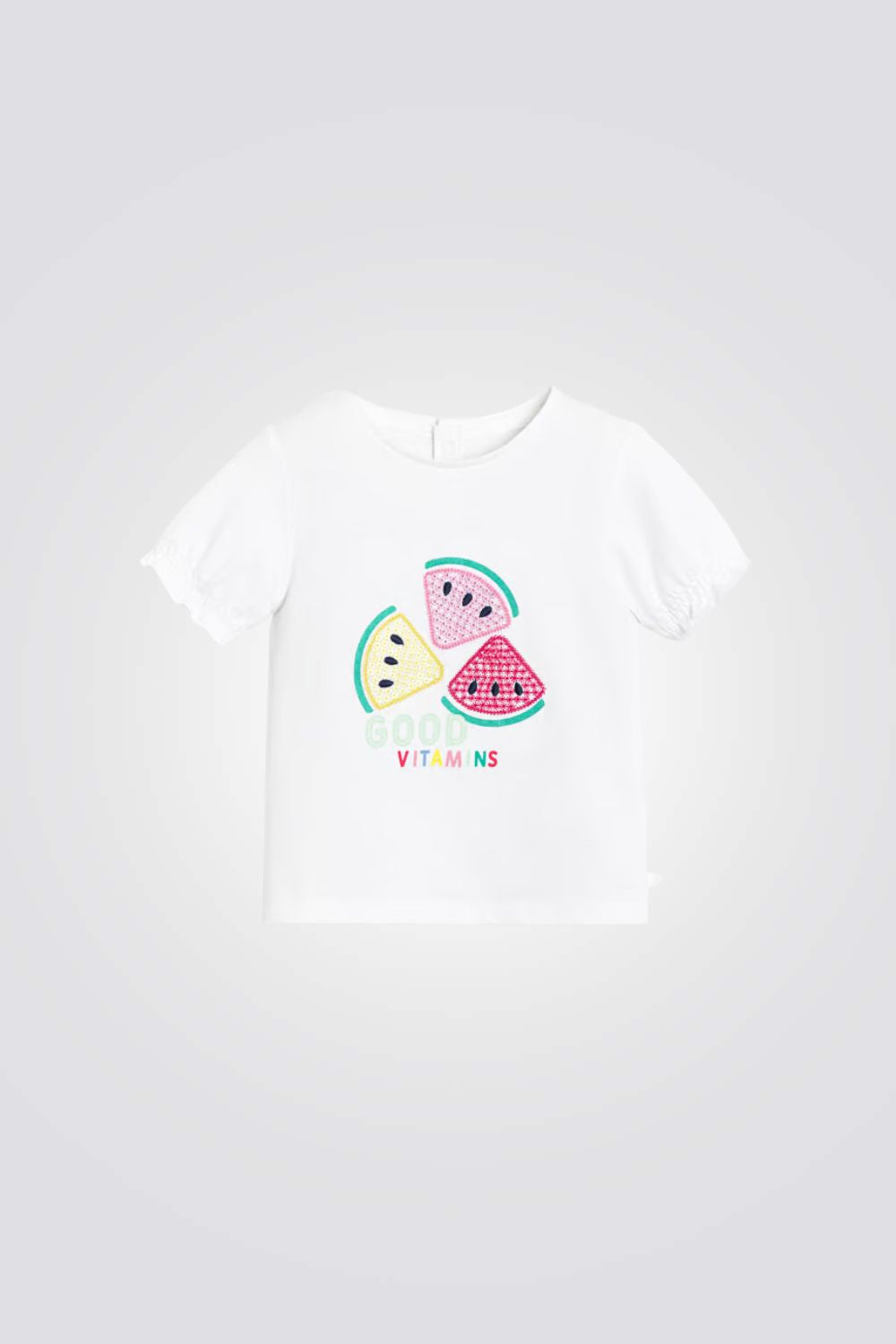 טישירט לתינוקות בצבע לבן עם הדפס אבטיח 