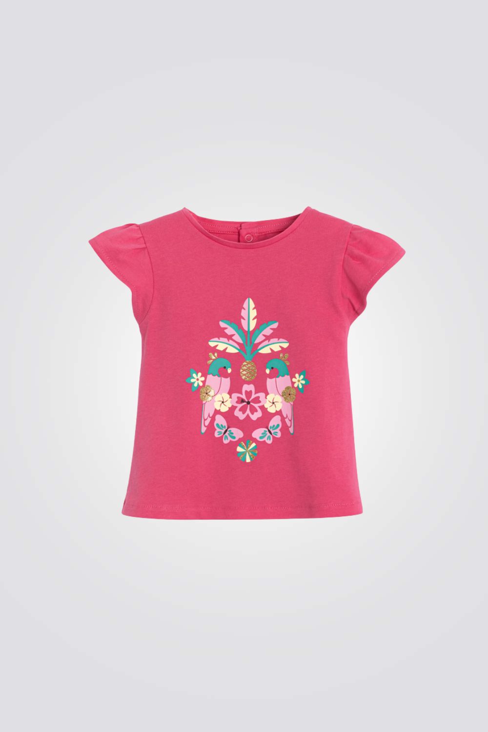 טישירט לתינוקות בצבע ורוד עם הדפס