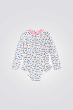 בגד ים שלם לתינוקות בהדפס פרחוני ורוד