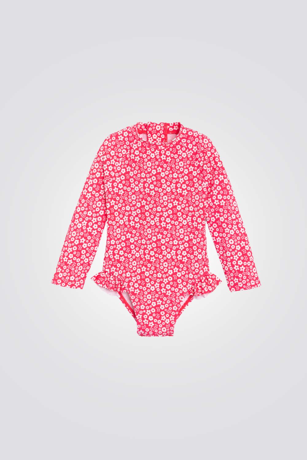 בגד ים שלם לתינוקות בצבע ורוד עם הדפס פרחוני