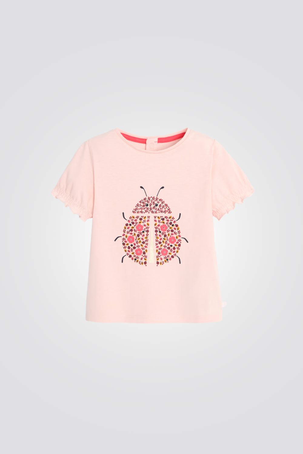 טישירט לתינוקות בצבע ורוד עם הדפס חיפושית