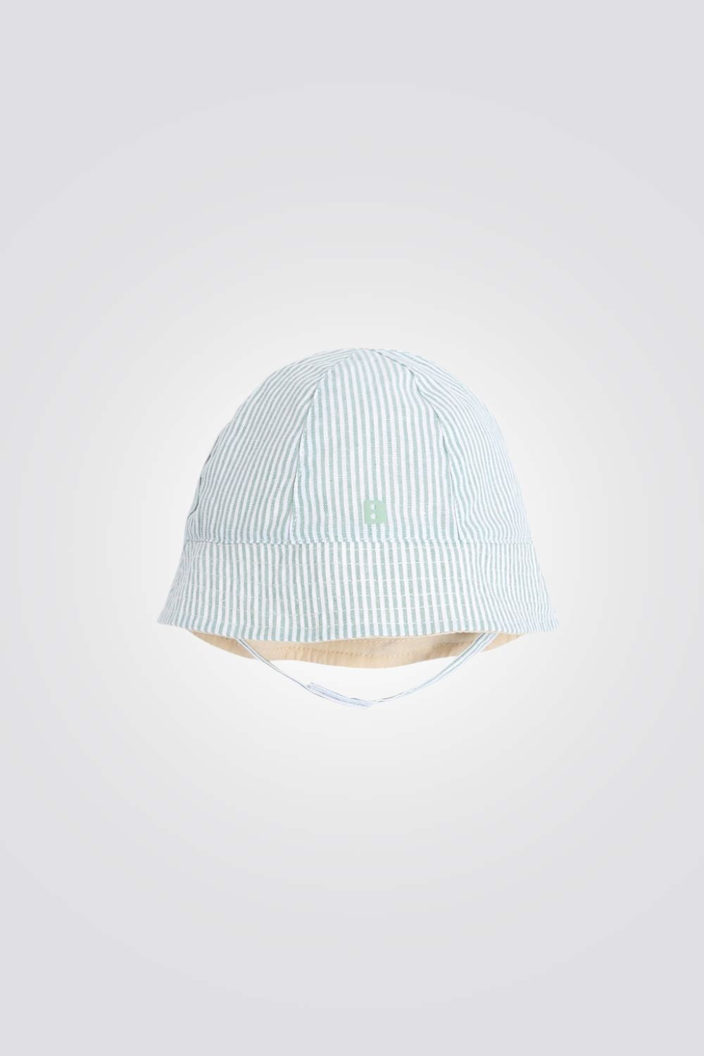 כובע שמש דו צדדי לתינוקות בצבע כחול עם הדפס פסים