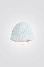 כובע שמש דו צדדי לתינוקות בצבע כחול עם הדפס פסים