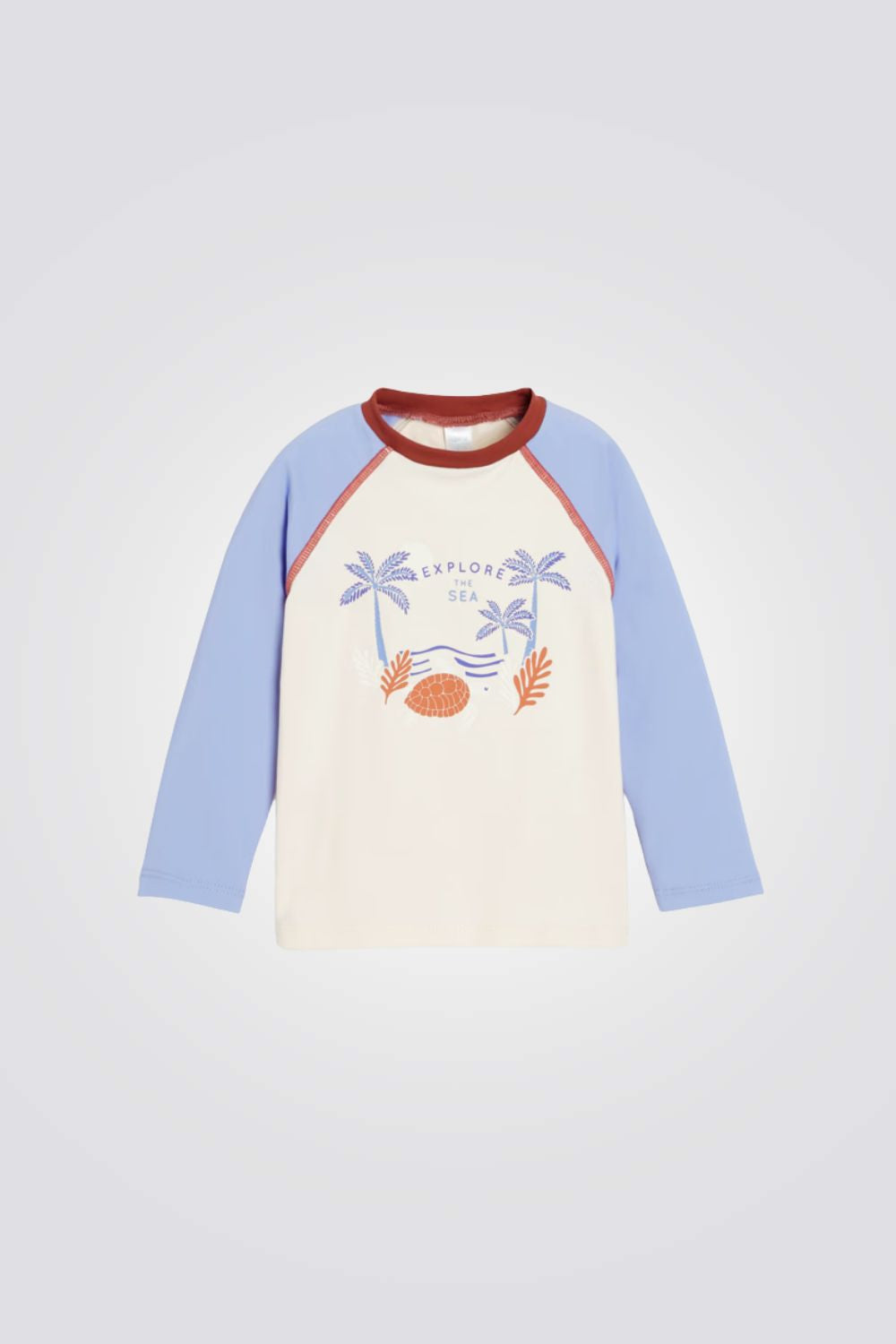 חולצת בגד ים לתינוקות בצבע בז' ותכלת